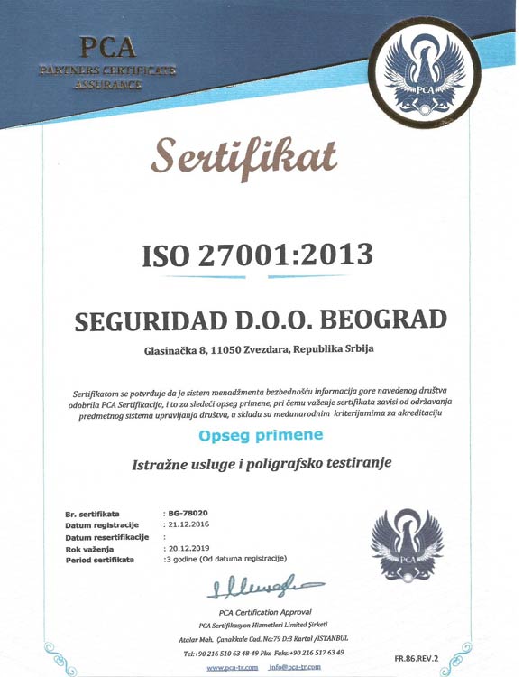 ISO 22301  Društvena bezbednost – Sistemi menadžmenta kontinuitetom poslovanja